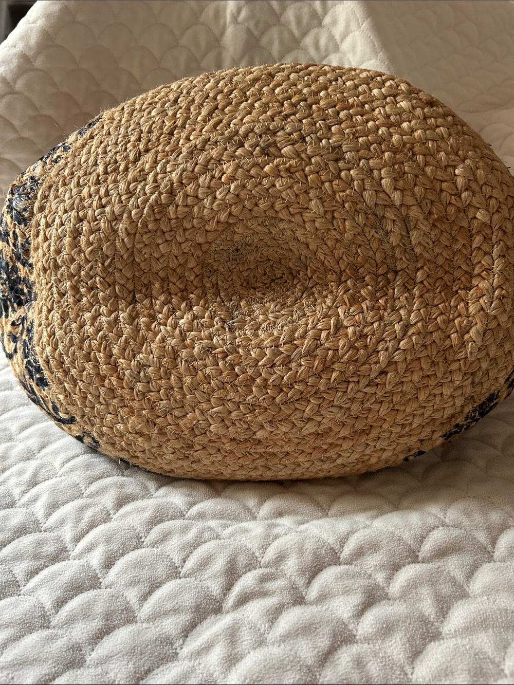 Olivia Miller Natural Straw Tote with Navy Floral Print and Tassel - Picture 3 of 7